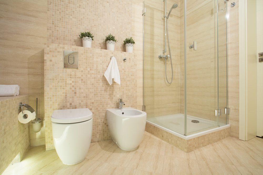 shower with glass door