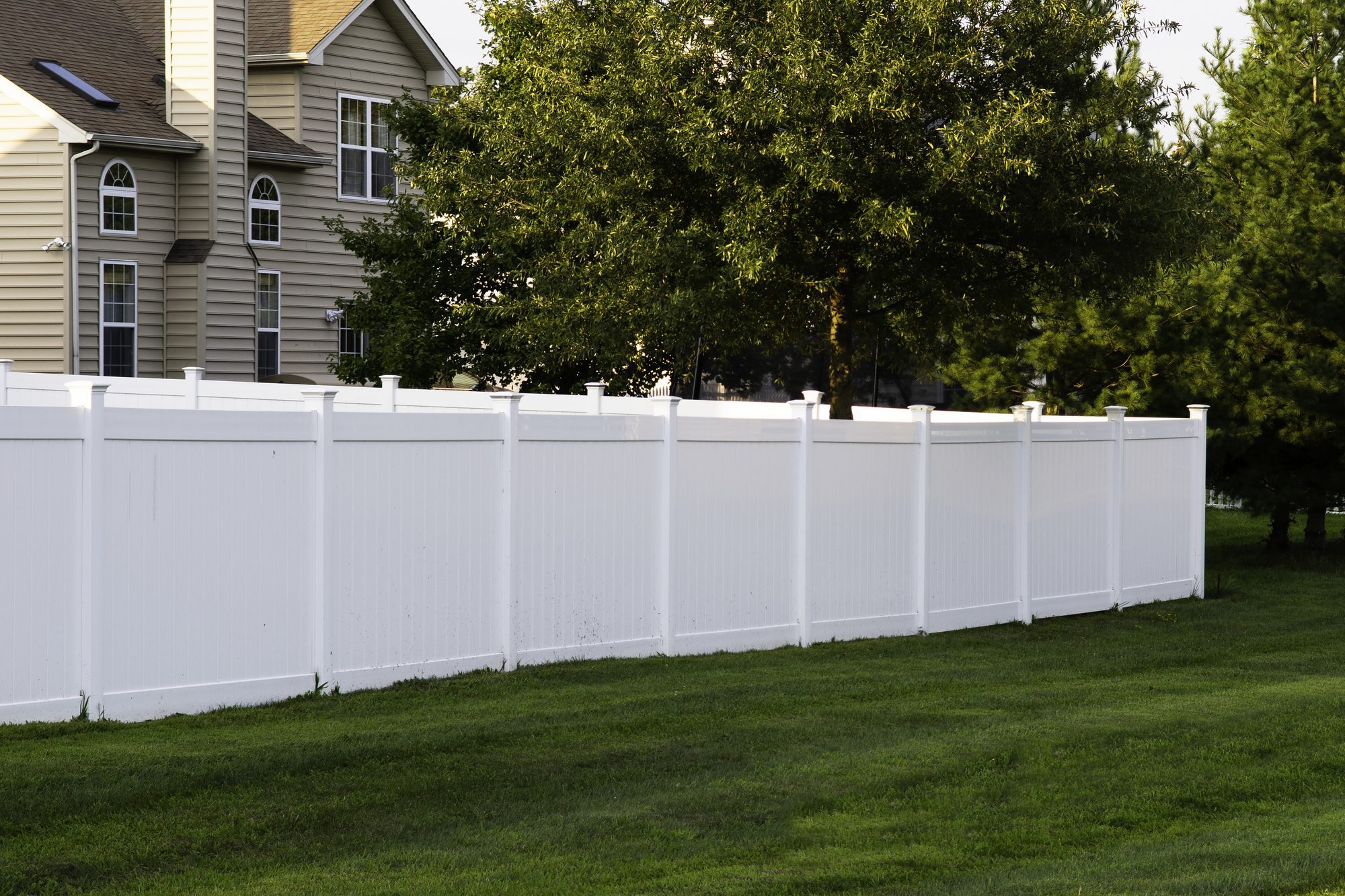 white vinyl fence