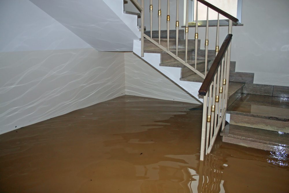 scale of a house fully flooded during the flooding of the river