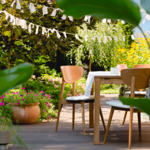 wooden furniture on the patio 8sv9njy